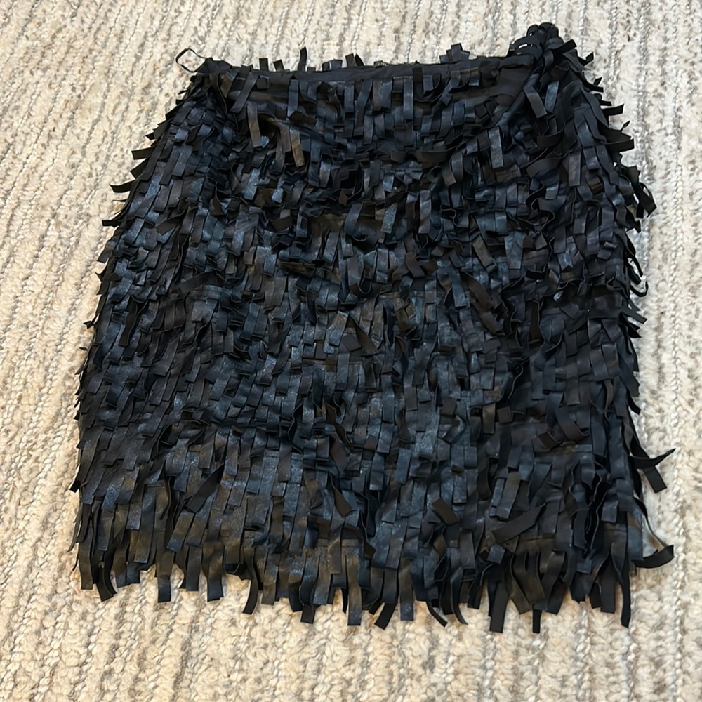 J. McLaughlin Black Fringe Midi Skirt
